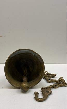 Southeast Asia Brass Gold Tone Temple Hanging Bell with Chain alternative image