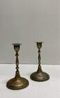 Brass and Bronze Set of 4 Candlesticks Metal Enamel Candle Holders image number 6