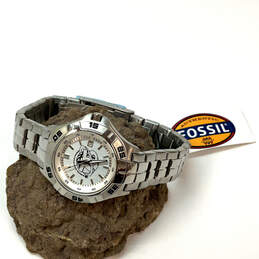 NWT Designer Fossil PR-5339 Silver-Tone Round Date Dial Analog Wristwatch