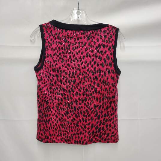 VTG St. John Pink Cheetah Print Sequence Top Blouse Size P image number 2