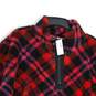 NWT Maurices Womens Red Black Plaid Teddy Sherpa 1/4 Zip Pullover Sweatshirt 3X image number 3