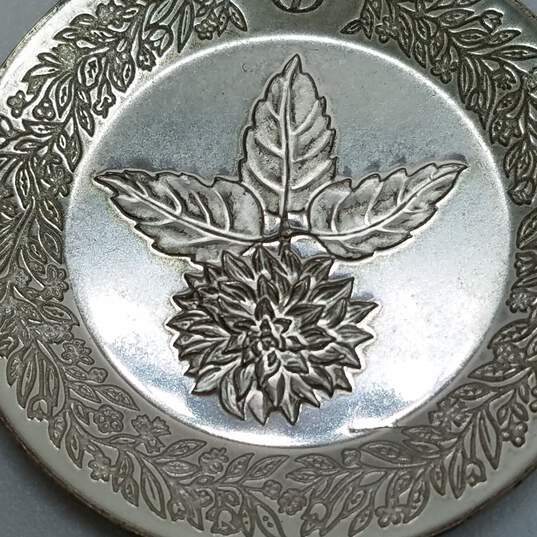 Franklin Mint Alphabet Sterling Silver Floral Design Miniature Plates A, B, C, D 4pcs. 42.7g image number 5