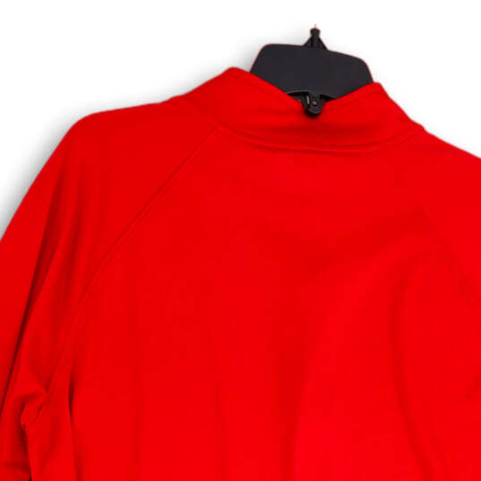 Mens Red Mock Neck Quarter Zip Long Sleeve Pullover Athletic Jacket Size L image number 4