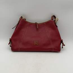 Dooney Bourke Womens Red Leather Inner Pockets Adjustable Zip Shoulder Purse
