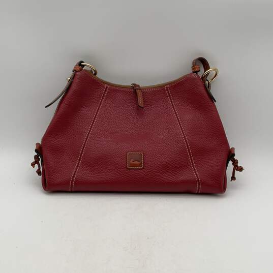 Dooney Bourke Womens Red Leather Inner Pockets Adjustable Zip Shoulder Purse image number 1