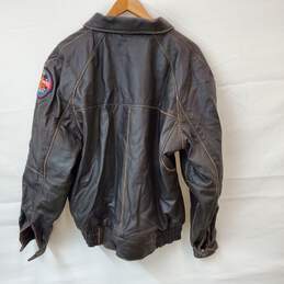 Burks Bay Black Leather Bomber Jacket Size Large alternative image