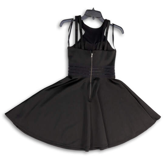 Womens Black Illusion-Waist Back Zip Scuba Fit & Flare Dress Size 1 image number 3