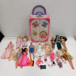 Vintage Bundle of 16 Assorted Barbie Dolls w/Travel Case and Accessories
