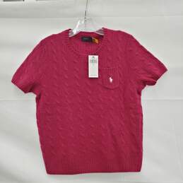 NWT Women's Polo Ralph Lauren Wool/Cashmere Cable Knit Sweater Pink sz Large