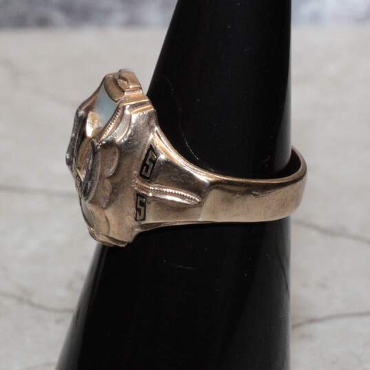 Vintage 10K Yellow & White Gold 1955 HS Class Ring Size 5 - 5.8g image number 4