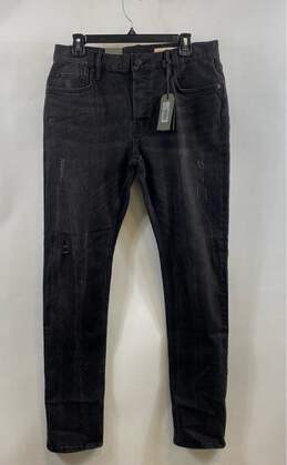 NWT AllSaints Mens Black Relaxed Fit Dark Wash Denim Skinny Jeans Size 32