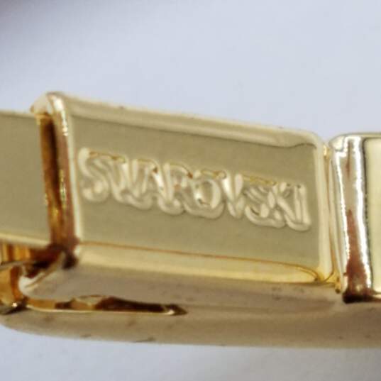 Swarovski Gold Tone /Clear Faceted Crystal 7in Bracelet 25.9g image number 3