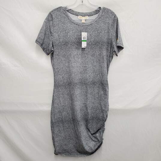 NWT Michael Kors WM's Black & White Dot Sheath Midi Dress Size L image number 1
