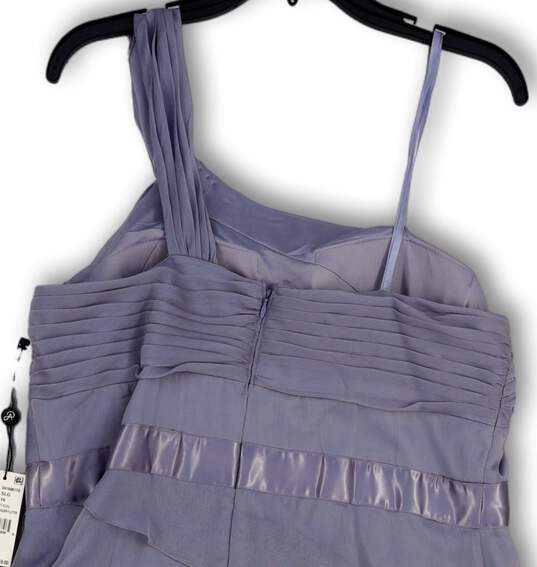 NWT Womens Purple Tiered Asymmetrical One Shoulder A-Line Dress Size 16 image number 4