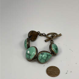 Designer Lucky Brand Gold-Tone Green Stone Toggle Link Chain Bracelet alternative image
