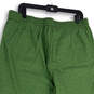 Womens Green Floral Eyelet Elastic Waist Drawstring Ankle Pants Size L image number 4