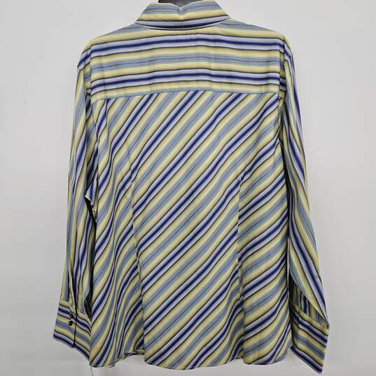 Yellow Blue Striped Long Sleeve Button-Up Shirt image number 2