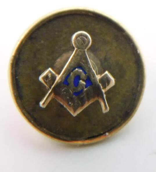 Vintage 10K Gold Masonic Blue Enamel Screw Pin 0.7g image number 3