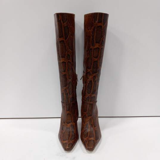 Sam Edelman Davin Women's Knee High Brown Snake Pattern Boots Size 8.5 image number 1
