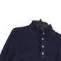 Mens Blue Long Sleeve Mock Neck Button Front Pullover Sweater Size Small image number 1