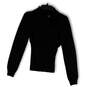 Womens Black Cowl Neck Long Sleeve Tight Knit Pullover Sweater Size Medium image number 1