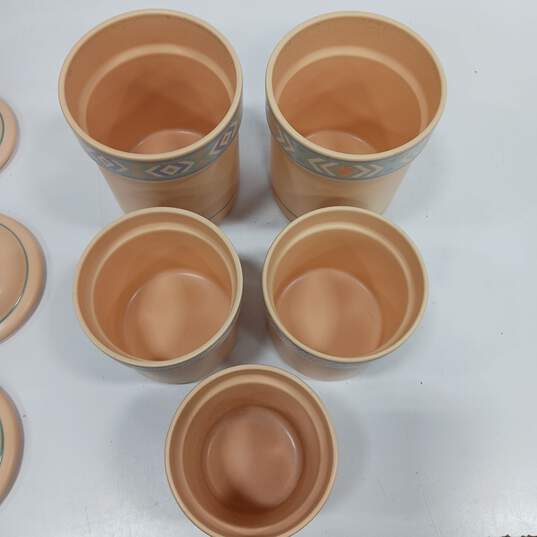Set of 5 Treasure Craft Southwest Terracotta Canisters with 4 Lids image number 2