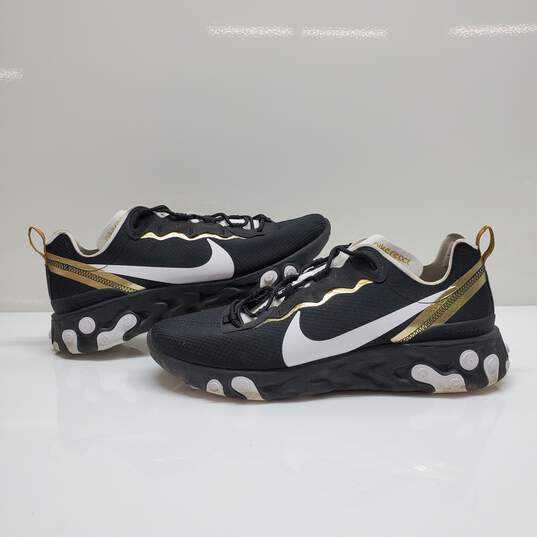 2019 MEN'S NIKE REACT ELEMENT 55 'BLK/GOLD' CT1590-001 SIZE 11.5 image number 1
