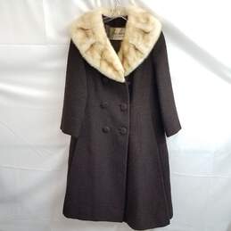 Vintage Eaton's Canada Mink Fur Collar Long Wool Pea Coat