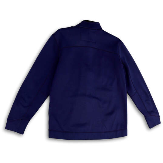 Mens Blue Long Sleeve Quarter-Zip Stretch Pullover Activewear Jacket Size M image number 2