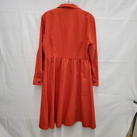NWT New York & Company WM's Orange Button Front Shirt Dress Size L image number 2