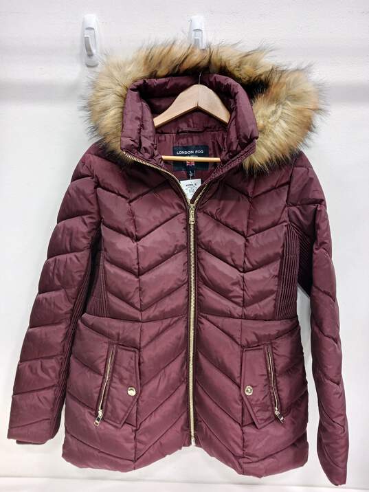 London Fog Women's Maroon Full Zip Puffer Style Parka Size L NWT image number 1