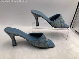 Coach Womens Blue Beige Signature Print Square Toe Slip-On Slide Sandals Size 8 alternative image