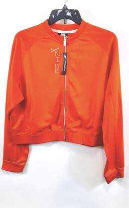 NWT Nike Womens Orange Sportswear Standard Fit Cropped Trainer Jacket Size L