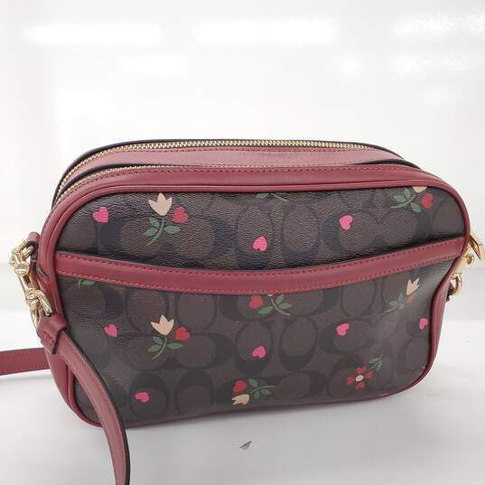 Coach Jes Crossbody Signature Brown Canvas with Heart Petal Print Crossbody Bag image number 7