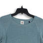 Womens Blue Knitted Long Sleeve Round Neck Pullover Sweater Size Medium image number 3