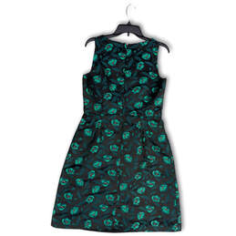 NWT Womens Black Green Floral Sleeveless V-Neck Back Zip A-Line Dress Sz 10 alternative image