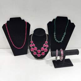 Pink & Green Tones Jewelry Collection 5pc Lot