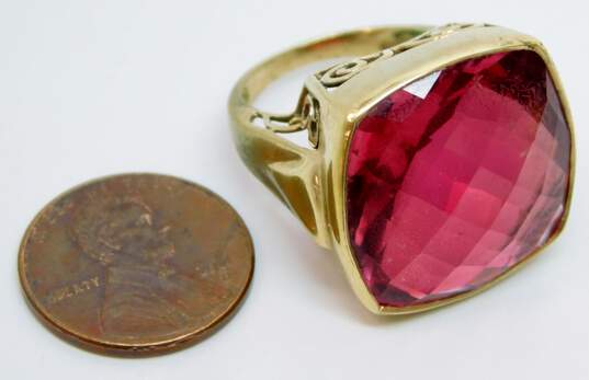 Sajen Brass Faceted Red Quartz Square Chunky Statement Ring 11.1g image number 6