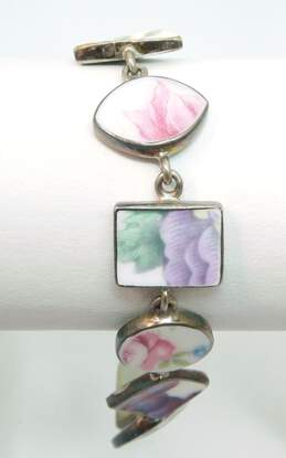 Jessica Lee Designs 925 Porcelain Flower Painted Bracelet 13.4g