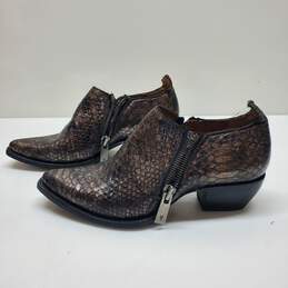 Frye Snake Print Zip Leather Ankle Boots Size 9
