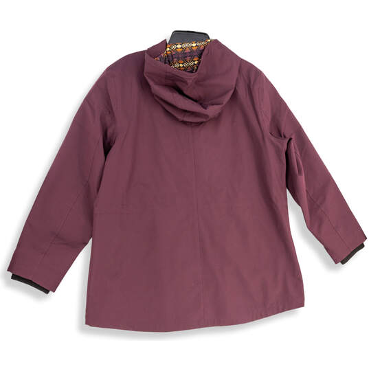 Womens Purple Long Sleeve Welt Pocket Full-Zip Windbreaker Jacket Size XL image number 2
