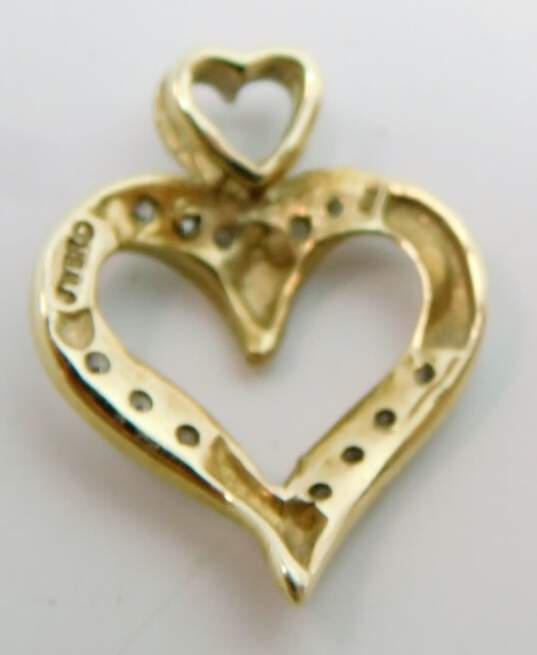 10K Yellow Gold 0.10 CTTW Diamond Heart Pendant 1.5g image number 2