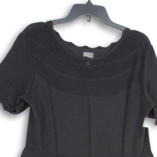 NWT Dressbarn Womens Black Knitted Short Sleeve Pullover Sweater Dress Size XL image number 3