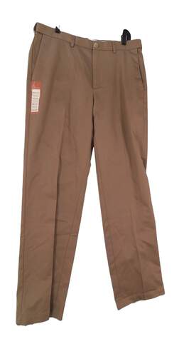 NWT Mens Brown Classic Fit Flat Front Slacks Chino Pants Size 36x34