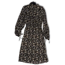 NWT Womens Black Floral Long Puff Sleeve Pullover Shift Dress Size Large alternative image