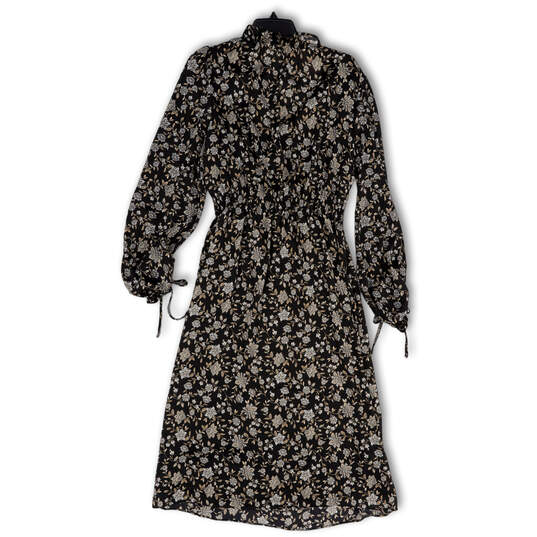 NWT Womens Black Floral Long Puff Sleeve Pullover Shift Dress Size Large image number 2