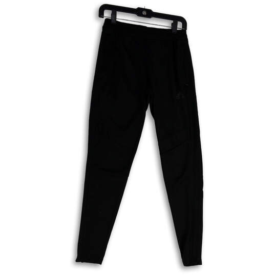 Womens Black Elastic Waist Zipper Pockets Activewear Ankle Pants Size Small image number 1