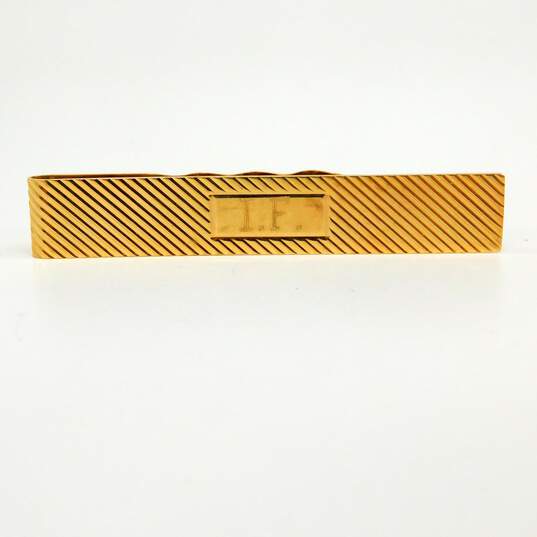 Vintage 14K Yellow Gold Monogram IF Tie Clip 9.2g image number 6