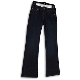 Womens Blue Dark Wash Pockets Stretch Regular Fit Denim Bootcut Jeans Sz 26