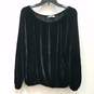 Womens Black Velvet Long Sleeve Elastic Waist Pull-On Pajama Top Size 40 image number 1